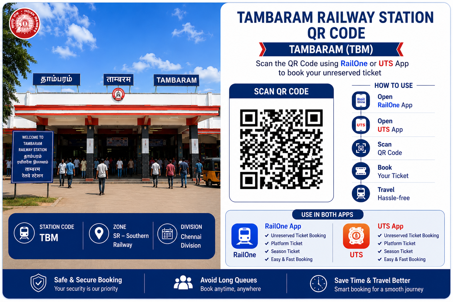 Tambaram Railway Station QR Code | Tambaram UTS QR Code