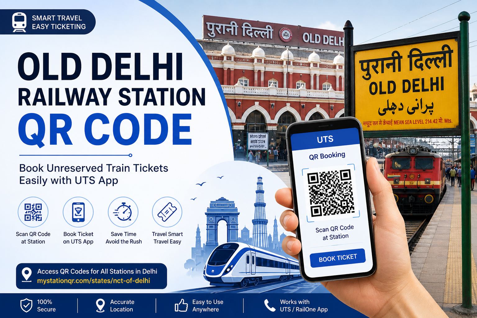 Old Delhi Railway Station QR Code | Book UTS Unreserved Tickets Easily